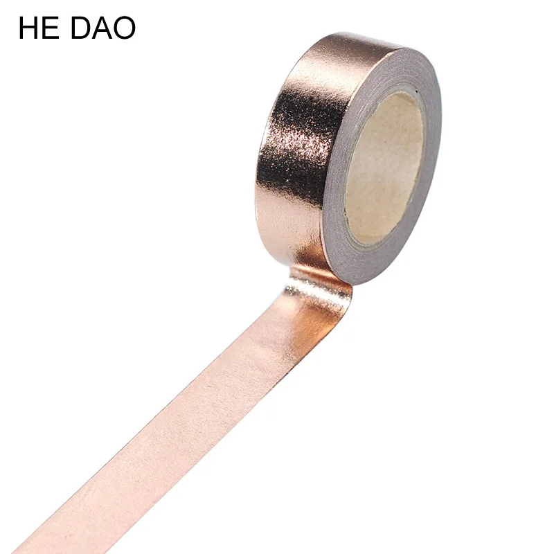 

15mm*10m Gold Foil Washi Tape Silver/Gold/Bronze/Rose/Green Color Japanese Kawaii DIY Scrapbooking Tools Masking Tape