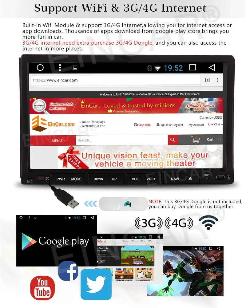 Cheap Android6.0 Car DVD Player Car Stereo with dvd GPS Navigation 2Din Headunit Radio Support Bluetooth/OBD2/Mirrorlink+Backup Camera 2