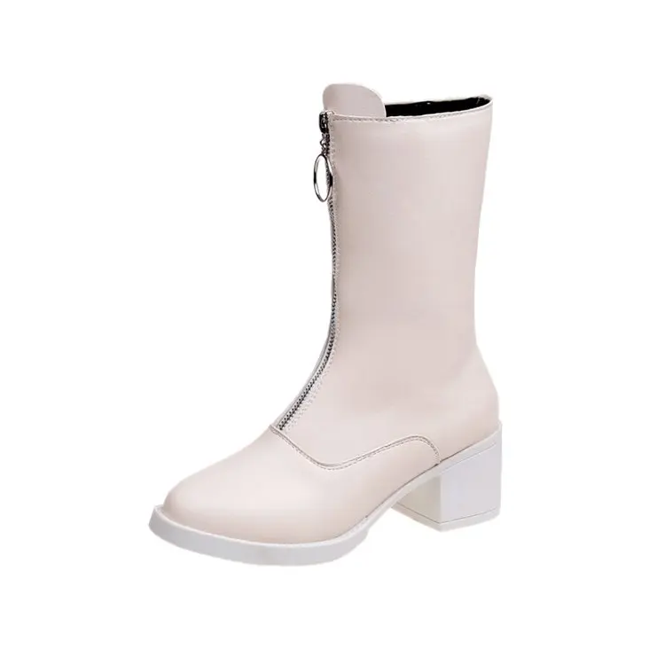 Martin boots women's shoes 2018 MoBeiNi new British wind autumn and winter students front zipper short boots motorcycle boots