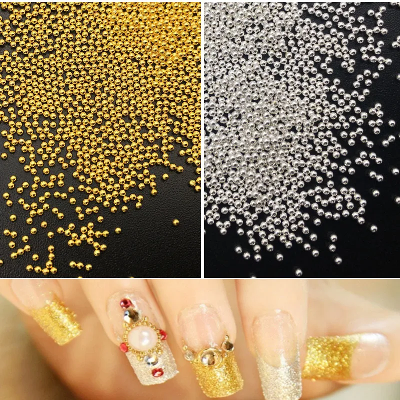 

200pcs/pack Steel Mini Bead DIY Little Steel Balls Pearls Decorations Gold/Silver Metal Nail Art Rhinestone Glitter Caviar nail