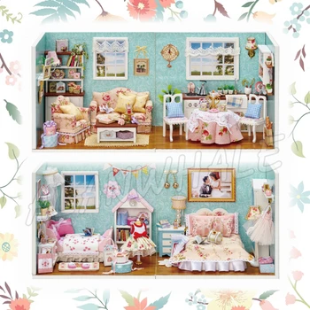 

4 types Miniature Doll House Combination Happiness Theme DIY Dollhouse Furnitures Crafts Adult Teenager Toy Model Building Kits
