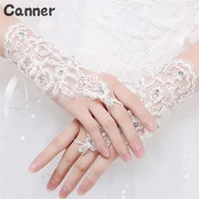 Canner женские свадебные перчатки без пальцев Элегантные новые свадебные аксессуары белые Красные кружевные Стразы перчатки для платья
