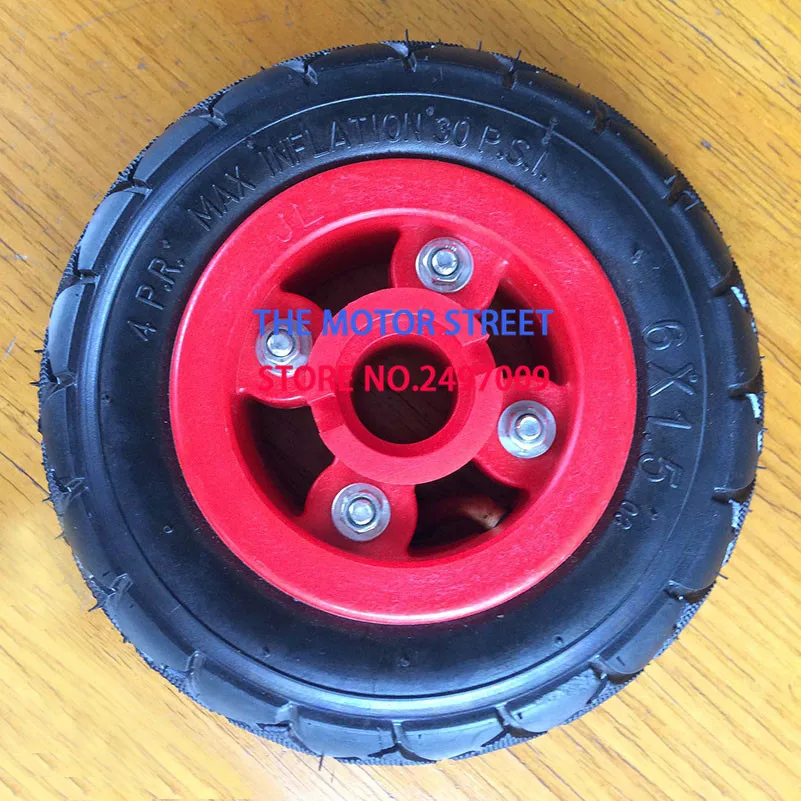 

6X1.5 inch tire with rim a Bent Angle Valve Stem pneumatic tire wheels fits electric scooter and lawnmower wheels