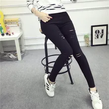 3xl plus size pants women spring autumn 2016 bermuda feminina black white hole leggings pencil high waist trousers female A1304