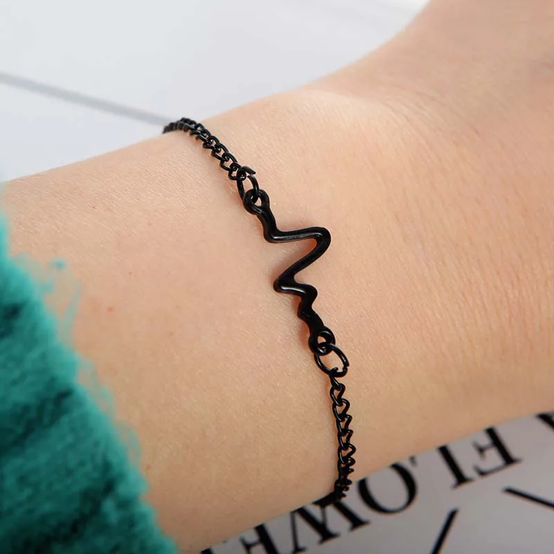 

Dreamtop Fashion Infinity Bracelet for Women Jewelry Link Bracelets Electrocardiogram Lightning Pendant Chain Bracelets H21
