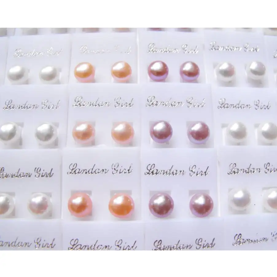 50 пар/лот роскошные натуральные пресноводные Серебрянные серьги с жемчугом для женщин модные серьги оптом ювелирные изделия