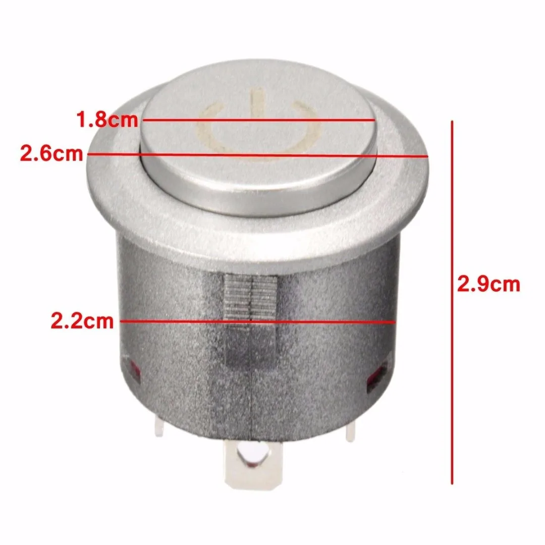 1Pcs 22mm Metal Momentary Push Button Switch LED Light 12V StainlessLess Steel Waterproof Car Auto Engine PC Power Start