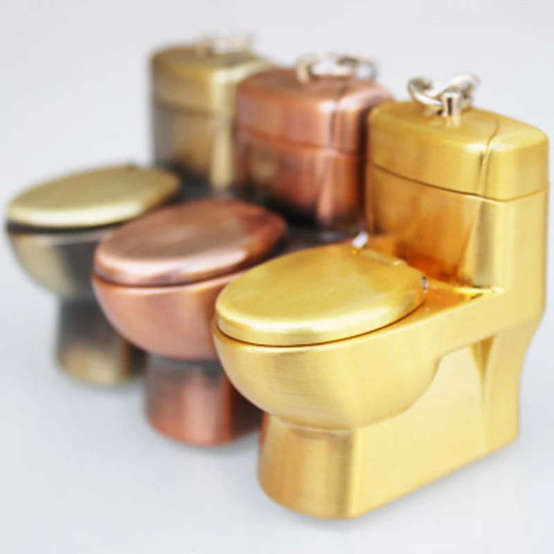 

2019 Creative Compact Toilet Gas Lighter KeyChain Butane Lighter Inflated Toilet bowl Key Chain Lighter Bar Metal Funny Toys