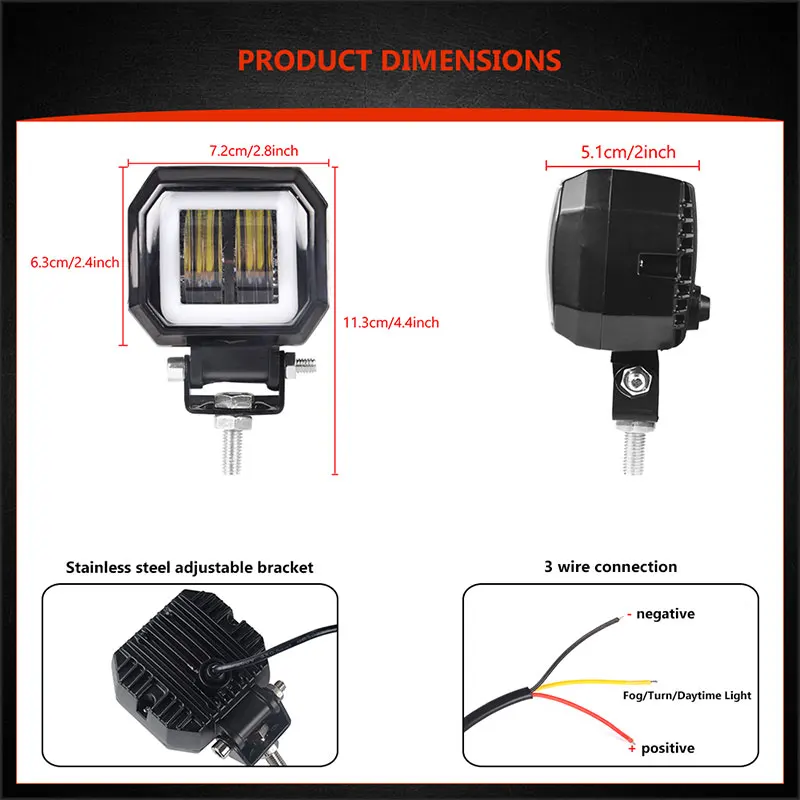 Worklight beads 3 'ཐ Вт фары для вождения противотуманные дневные ходовые огни новые