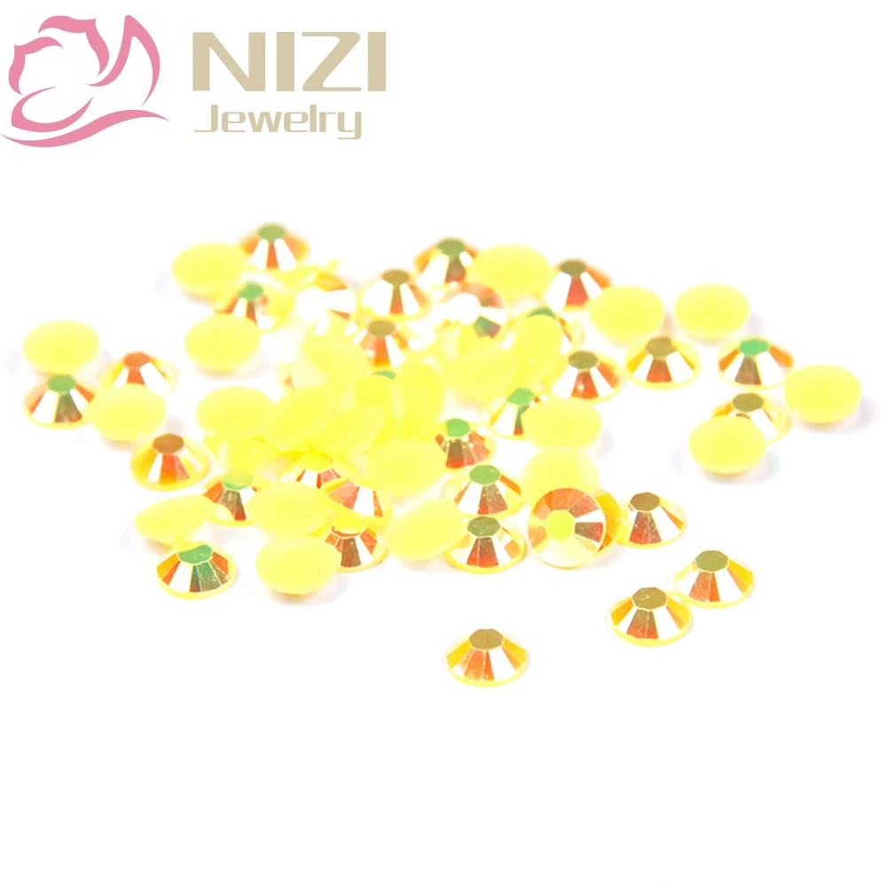 

Non Hotfix Resin Rhinestones For Nail Art Decorations 2-6mm Topaz AB Color 14 Facets Round Flatback Glitter Crystal Stones Beads