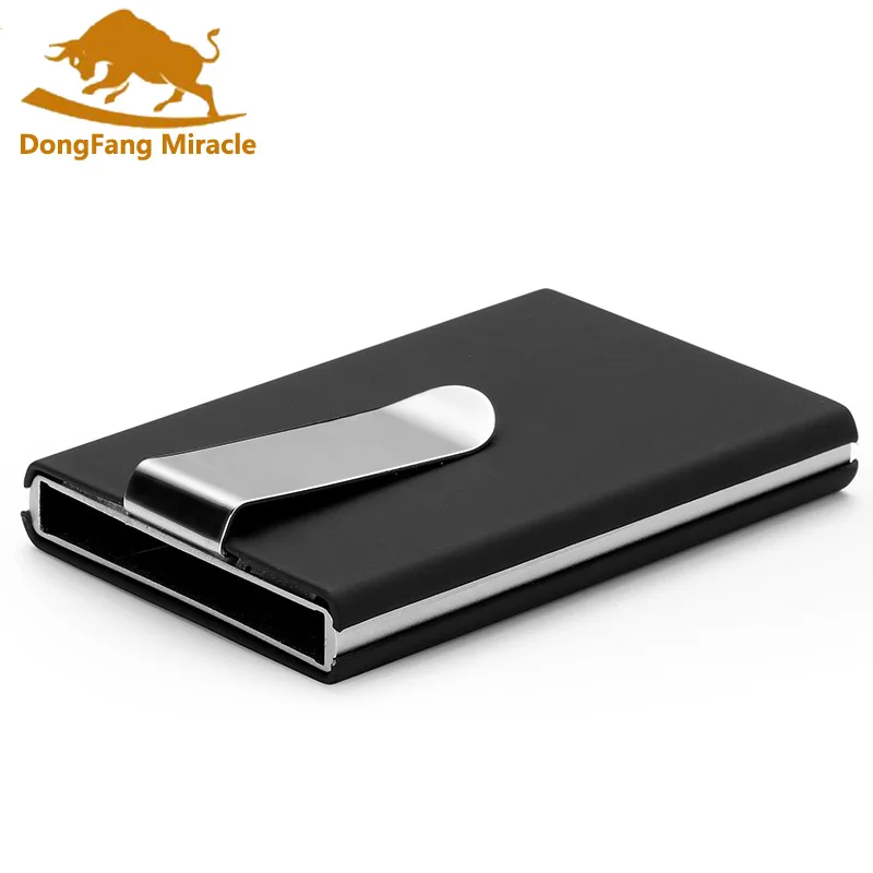 High Quality Business ID Credit Card Holder Automatic Case Sets Aluminum PU Box Wallet Solid Color Cash Clip | Багаж и сумки