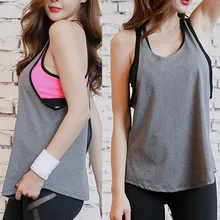 Женские Поддельные 2 шт. дышащая майка Быстросохнущий противоударный бюстгальтер для йоги и фитнеса FG66