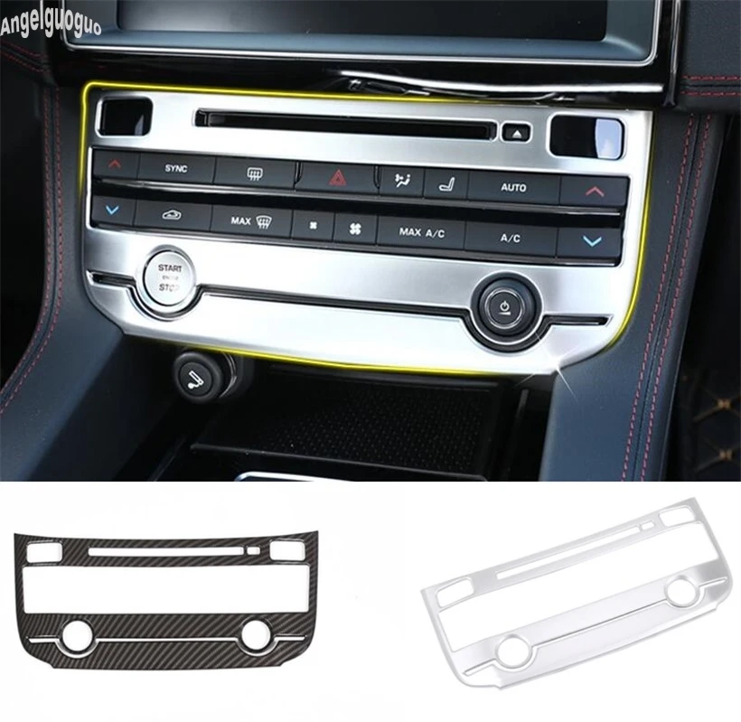 ABS carbon/chrome Car Control Panel AC Button Frame Cover Knob Decoration Sticker For Jaguar XE XF L F-PACE Better Car-styling