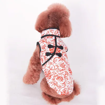 Одежда для собак в китайском стиле, модный весенне-летний жилет для щенков, одежда для собак, одежда для Тедди, костюм для маленькой собачки 35 - Цвет: Red