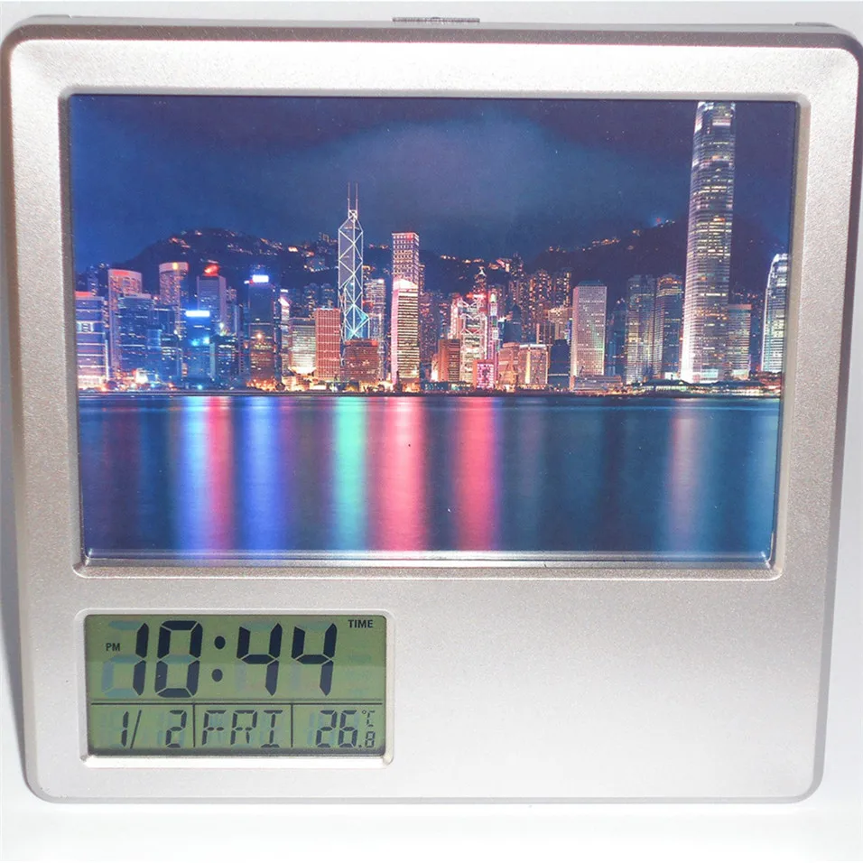 New Desk Digital Alarm Clock Hong Kong Night View Creative Multi