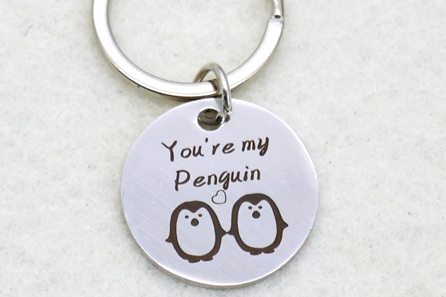 Цепочка для ключей с гравировкой с принтом «You Are My Penguin для влюбленных для парня девушки костюм в подарок Нержавеющая сталь кольцо для ключей драйвер держатель