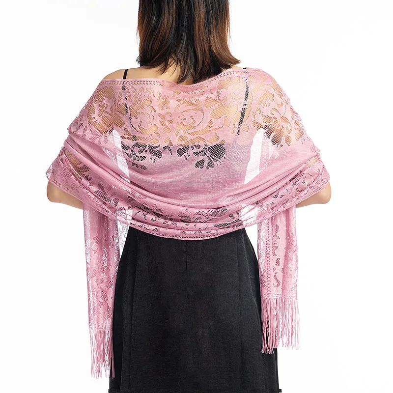 Женский белый кружевной шарф, элегантный длинный тюлевый шарф с кисточками и шали для вечеринок, 200*63 см