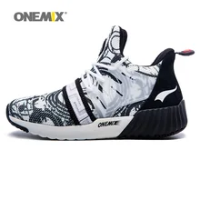 ONEMIX мужчины кроссовки для женщин спортивной обуви высокие кроссовки прогулки Открытый Спортивная мужчины черный белый высота увеличение Размер 36-45