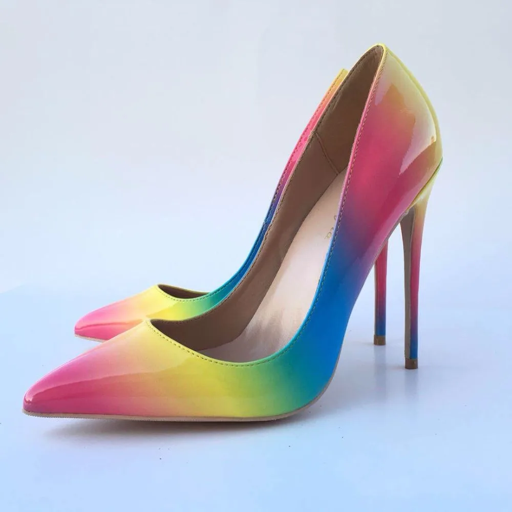 

Ke Shang Jia Brand New Fashion Pointed High Heels 12cm Rainbow Color High Heels Pointed Suit Elegant Ladies party/festival/daily