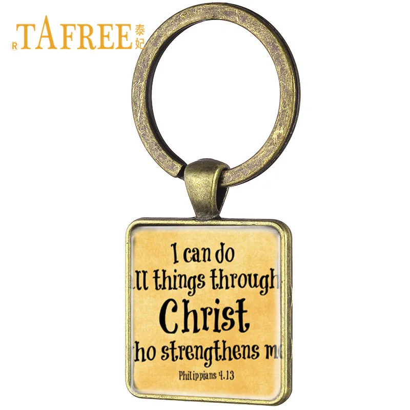 

TAFREE Bible Philippians 4:13 ' I can do all things through Christ' Bible Verse Pendant Keychain Christian Jewelry Gift BV05