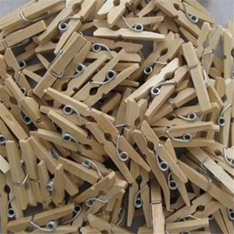

50x Mini Wooden Natural Pegs Pack Of Small Favour Wedding Party Natural Clip