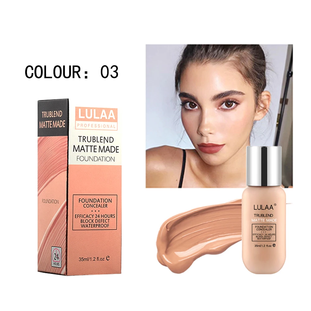 Natural 35ml Soft Matte Long Wear Foundation Oil Control Waterproof Concealer Liquid Foundation Cream Women Beauty Makeup TSLM1 - Цвет: 03