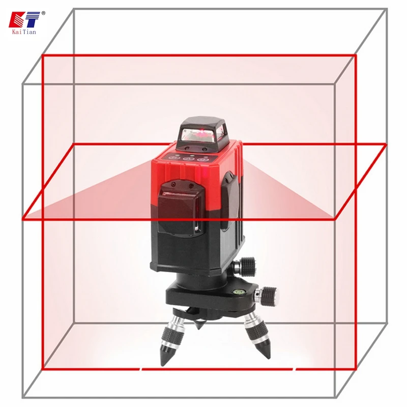

KaiTian Laser Level Tripod with Detector Self-Leveling Corss 8 Lines 360 Rotary Red Vertical Beam Nivel Horizontal Line Lasers