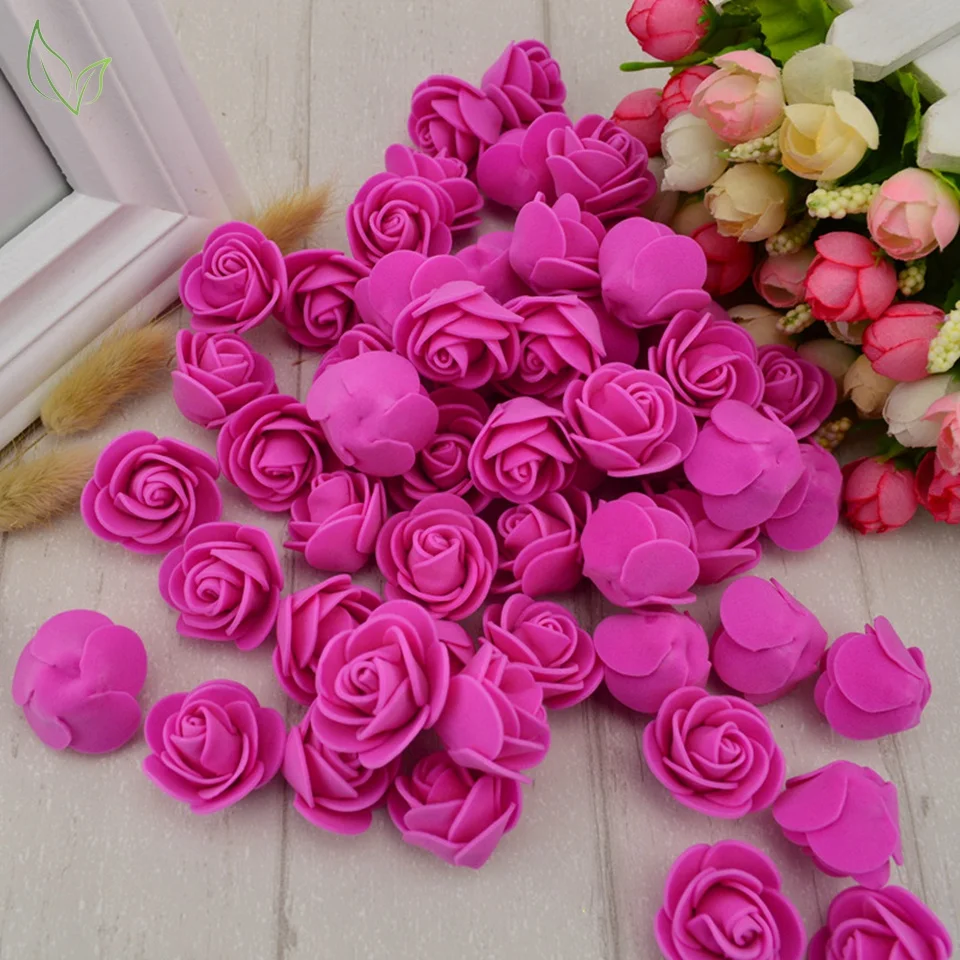 100pcs PE Foam Fake Teedy Bear Roee Head Artificial Flowers Cheap Wedding Home Decoration for Scrapbooking Gift Box Diy Wreath