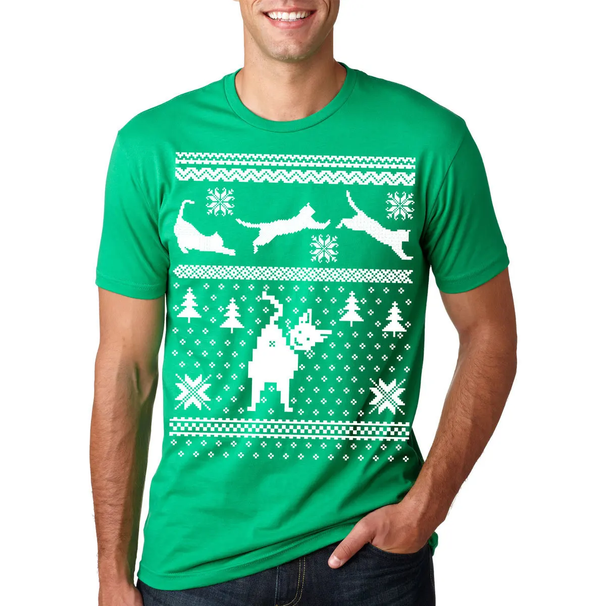 Jumping Cats Ugly Christmas Sweater T shirt