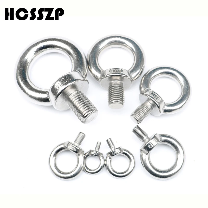 

HCSSZP 3 Pieces M6/M8/M10/M12/M16/M20 Germany DIN 580 Standard Stainless Steel 304 Eye Bolt Lifting Screw Ring