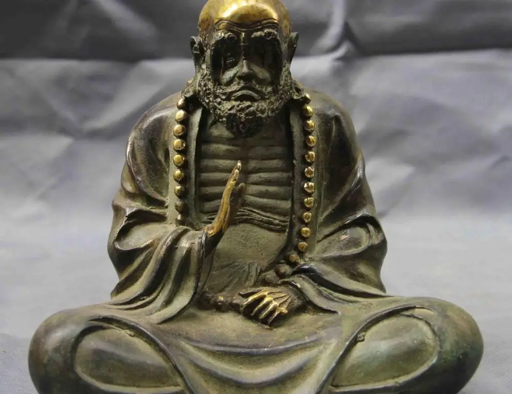 Китайская старинная медная бронзовая позолота Bodhidharma Damour Dharma DaMo статуя Будды |