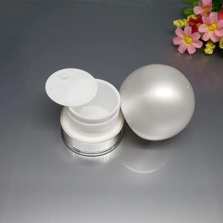 Round Ball Empty Bottle Set White Cream Jar 5g 15g 30g 50g Cosmetic Containers Bottle Skin Care Products Packing  Sample Bottle  (10)