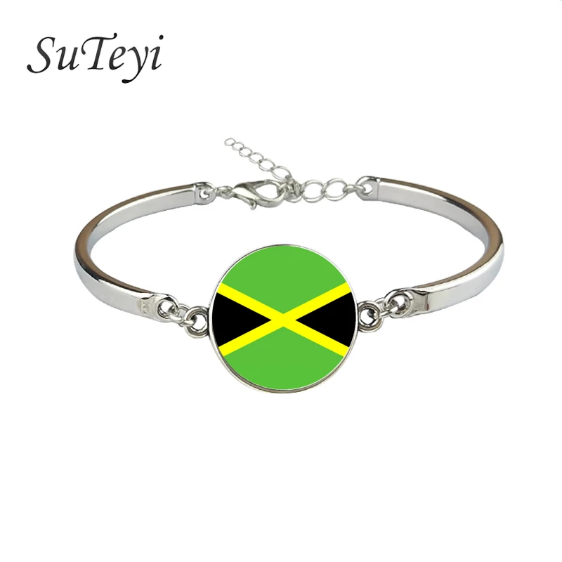 

SUTEYI Fashion Flag Bracelet Jamaica Armenia Yemen Iraq Iran Israel India Indonesia Nation Silver Plated Bracelet