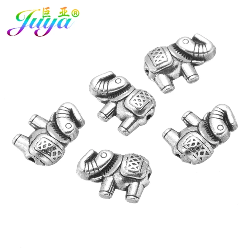 

30 Pieces Wholesale Antique Silver Charm Beads Animal Elephant Metal Beads Accessories For Natural Stones Beads Jewelry Making