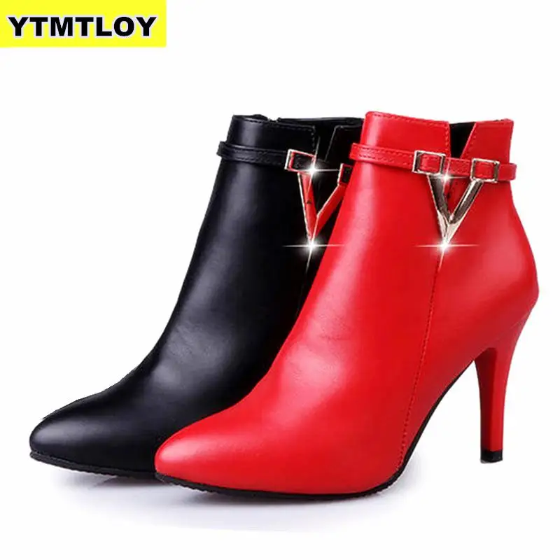 

HOT Autumn Stiletto Thin High Heels Zipper Style Sexy Womens Boots Bota Feminina Pointed Toe Faux Leather Green Ankle Boot