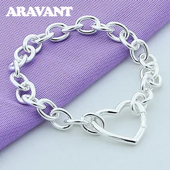 Women Bracelets Silver Heart Buckle Bracelet For Women Romantic Bracelets Silver 925 Jewelry chic silver heart wing bracelet for women
