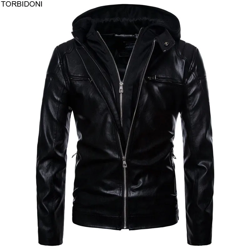 Fashion Hip Hop Leather Jacket Men Autumn Winter Motorcycle PU Leather