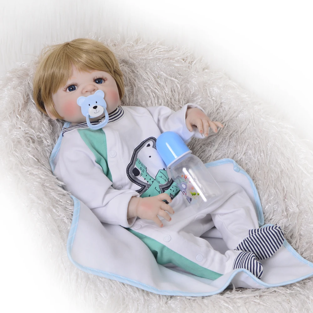 

23" Full Silicone Body Reborn Baby Doll Toy lifelike 57cm Bebe Bathe realistic real looking bebe boy doll Toy bedtime playmate