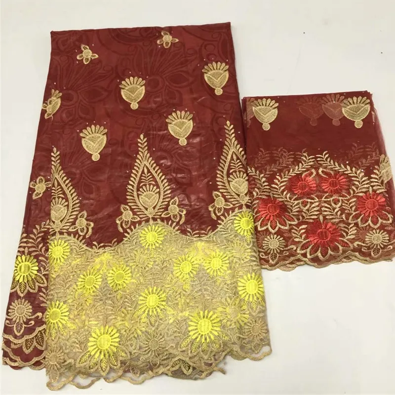 

PL!African Lace Fabric Bazin Riche Fabric 2018 New Design Embroidered Bazin Riche Getzner With Tulle Lace Set ! L53006