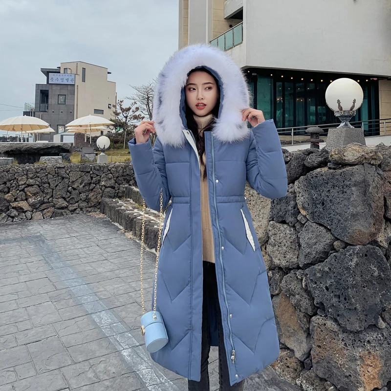 Новинка, корейское супер длинное пальто, женское тонкое теплое хлопковое пальто с рукавами-крылышками, модное женское пуховое пальто, женская цветная парка с воротником