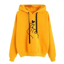 Women Heart Printing Hoodies Autumn Long Sleeve Sweatshirt Casual Pullover Hoodie Tops Jumper Oversized Hoodies