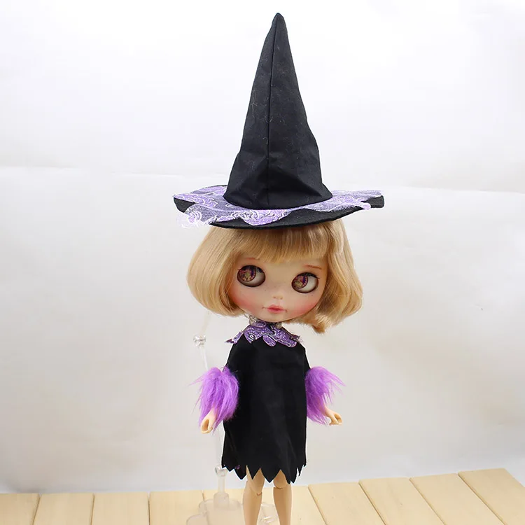Блит кукла костюмы Хэллоуин ведьмы платье костюм с большой шляпой доступны для Аксессуары для Blyth куклы