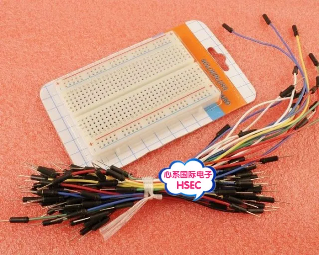 

Free Shipping 400 Holes Solderless Breadboard + 65pcs Jumper wires Cables Male to Male / Breadboard Jumper wires
