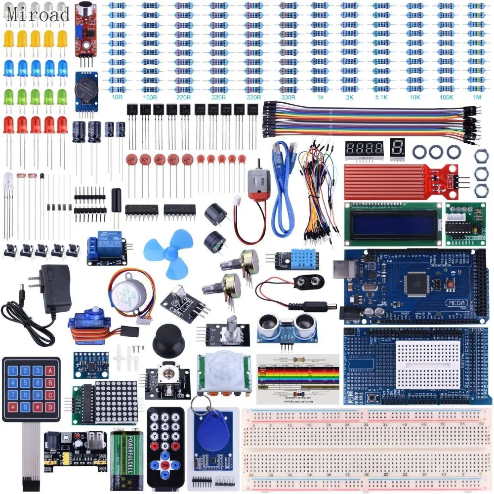 

UNIROI for Arduino Mega2560 UNO Kit with Tutorials, Complete Starter Kit with Flame Sensor,5V Relay Module,Motion Detector UA003