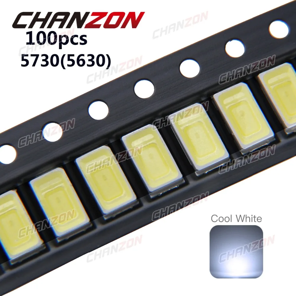 

100pcs SMD LED 5730 5630 Chip Cool / Cold White 0.5W 10000K 50-55LM LED 0.5 W Light Emitting Diode Lamp High Brightness SMT Bead