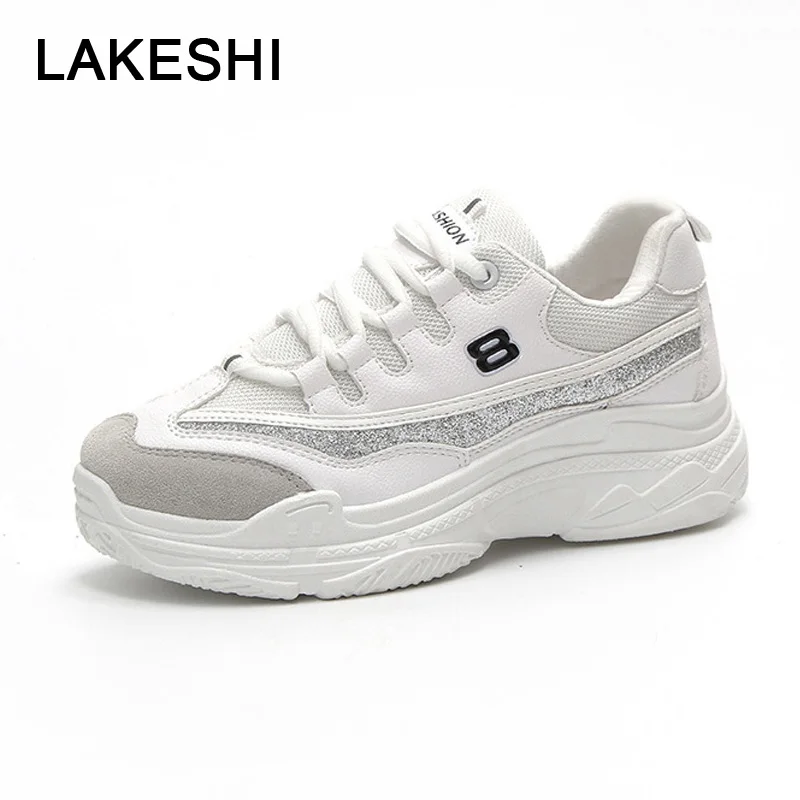 

2019 New Sneakers Women Shoes White Casual Shoes Platform Sneakers For Women Chunky Sneakers Breathable Ladies Tenis Feminino