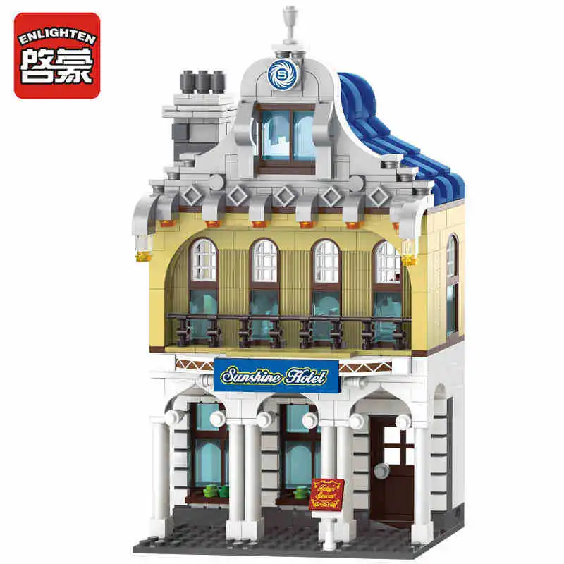 

E Model Compatible with E1127 628pcs Hotel Models Building Kits Blocks Toys Hobby Hobbies For Boys Girls