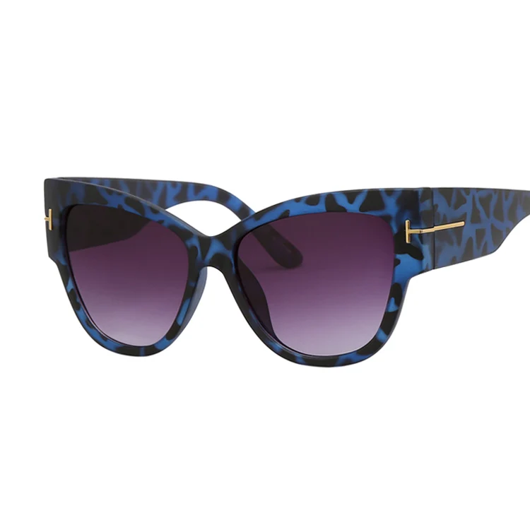 Женские солнцезащитные очки кошачий глаз брендовые дизайнерские роскошные солнцезащитные очки для женщин Cateye UV400 Солнцезащитные очки женские модные Oculos - Цвет линз: Blue Leopard