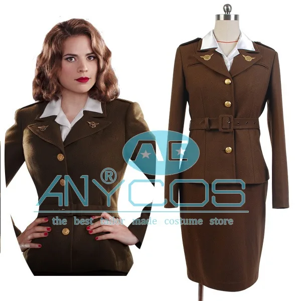 Hot Movie Captain America The First Avenger Agent Peggy Carter Costume Lady font b Women b