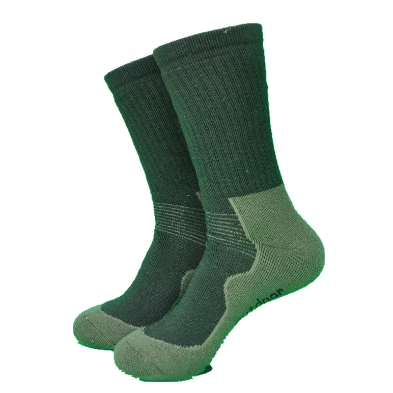 1 пара, плотные махровые походные носки армейского зеленого цвета, мужские носки, 70% мериносовая шерсть, черные женские носки